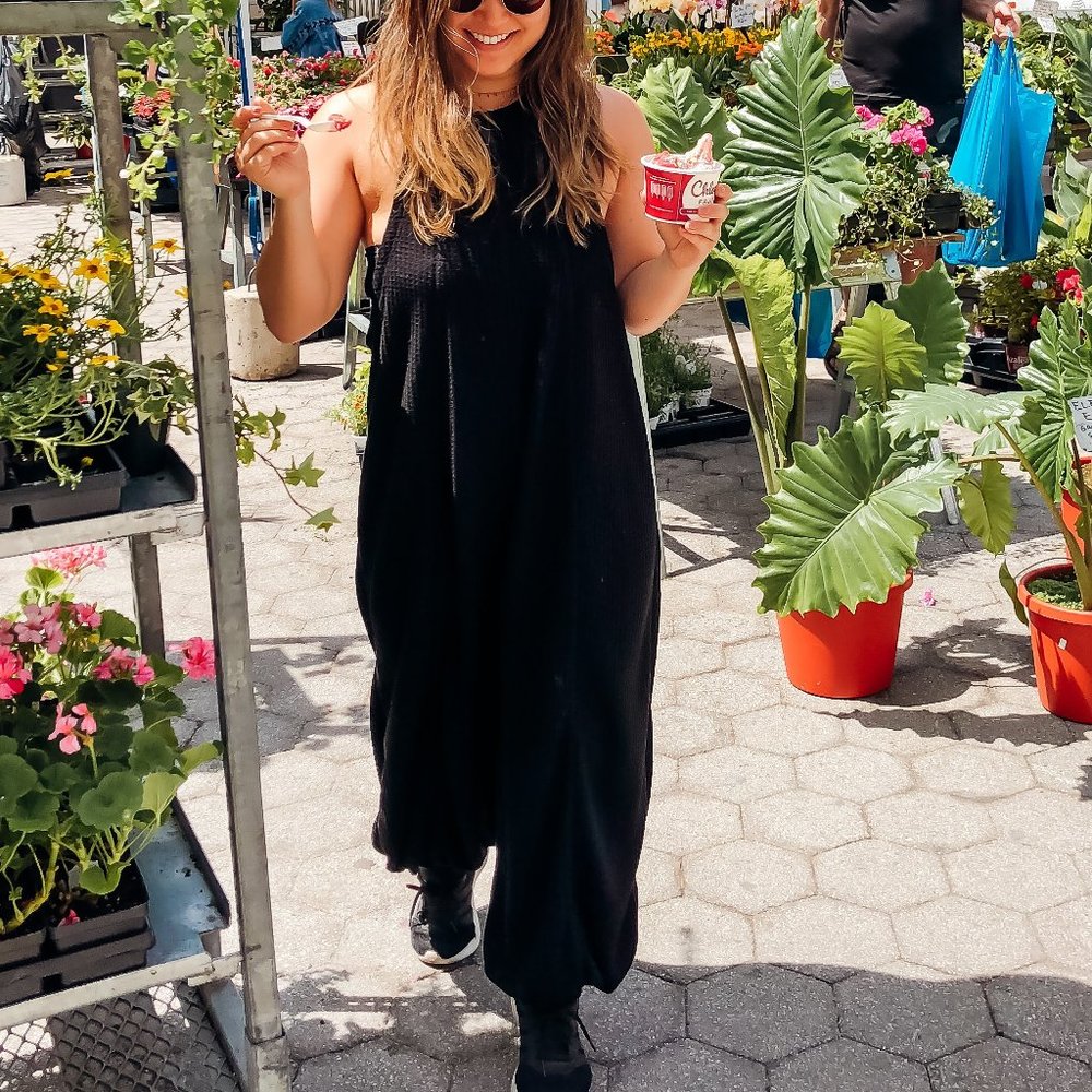 Free People Black Harem-Style Jumpsuit